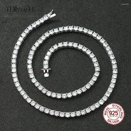 Tagnants Gerçek 925 Sterling Gümüş 41/45/51/56/61cm Tenis Kolye 3/4mm Zirkon Zinciri Unisex Coper Fine Jewelry