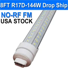 8FT LED Tube Lights T8 Light Bulbs, G13 Base Double Ended(R17D Cap Included), 6500K Daylight Type B Ballast Bypass, 144W 18000LM, 120-277V,IP40 Rated usastock