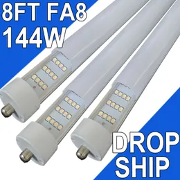 T8 T10 T12 LED الأنبوب مصابيح LED ، مدعوم تعمل بالطاقة ، إزالة الصابورة ، من النوع B المصابيح ، 8ft FA8 ، 144W 6500K بديل LED مشرق فائقة لأنابيب الفلورسنت ، حليبي تغطية Usastock