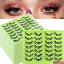 False Eyelashes Thick Natural Mink Extensions Fluffy Wispy Handmade Reusable Mtilayer 3D Fake Lashes Fl Strip Lash Dhs Drop Delivery Dh0Fb