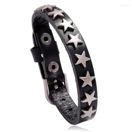 Länkarmband 2024 stjärna punk faux läder armband för män kvinnor spikade armband goth smycken cosplay emo kläder tillbehör