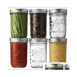 Copos graduados Mason Jar Tumblers Óculos claros Grande capacidade selada garrafa de água de salada de café com boca larga durante a noite aveia dh3rc