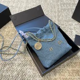 Classic Camellia Garbage Bag Designer Womens Mini Shoulder Bag 18cm Denim Gold Hardware Metal Clasp Luxury Tote Coin Matelasse Chain Crossbody Bag Makeup Bags Purse Purse Purse Purse