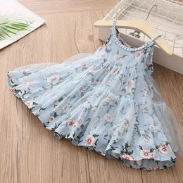 Vestidos da menina 2024 verão 2 3 4 5 6 7 8 9 10 anos floral rendas retalhos forro sem costas pérola malha vestido de baile para crianças do bebê meninas