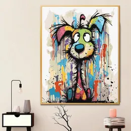 Pinturas pintura por números para adulto abstrato cão gota lona pintura a óleo número decoração de casa