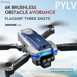 Дроны PYLV Новый S8S Max Drone Профессиональная аэрофотосъемка Самолет с тремя камерами Предотвращение препятствий Складной квадрокоптер Игрушка в подарок YQ240201