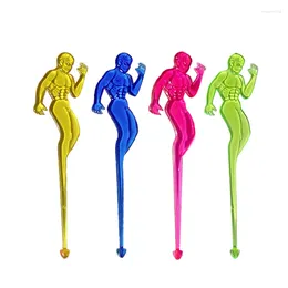 Decoração de festa 10pcs Muscle Man Plastic Night-club Cocktail Swizzle Sticks Vinho Chá Bebida Agitador Café Muddler Puddler