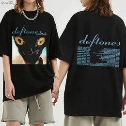 Herr t-shirts kuclut män märke deftones runt päls katt t-shirt för män 100% bomull roliga t-shirts besättning hals tees korta ärmkläder q240201