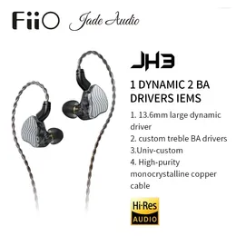 Fiio Jadeaudio JH3 1DD 2BA 트리플 하이브리드 드라이버 인 이어 이어폰 IEM Hifi 오디오가 분리 가능한 0.78 케이블베이스