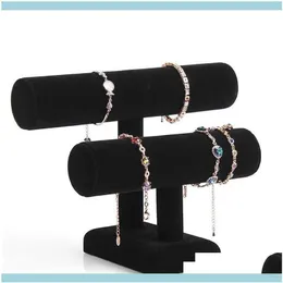 Banner Stand Jewelry Stand Stand Task 2 Layer Veet Bracelet Neckleace Display Hote Watch Holder T-Bar Multi-Style اختياري WFXXF DR229A