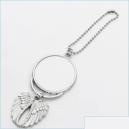 Charms Charms Banhado Sier Metal Carros Ornamentos Kirsite Pendurado Charme Sublimação Blanks Angel Wing Circar Pingente Móvel 4 8Mo J2 Drop Dhkcs