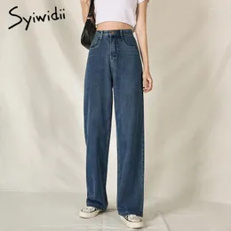 Dżinsy damskie Syiwidii ​​Wysoka talia Kobiet Kobiety Szerokie nogi Ubrania Ubrania Pełna długość Bawełniana workowate Mom Denim Fall 2024 Vintage Streetwear