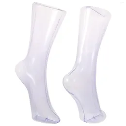 Decorative Plates 2 Pcs Plastic Transparent Foot Mold Models Anklet Display Socks Stand Fake Feet Men Women