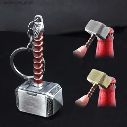 Keychains Lanyards Movie Thor Hammer Keychain Mjolnir Hammer Bottle Opener Key Chain for Men Cool Car Keyring Jewelry Q240201