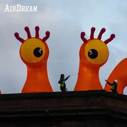 8MH (26 ft) med flytande grossist 2024 Ny ankomst orange anpassningsbar uppblåsbar monster enstaka ögon modell ballong ledljus glöd pelare replika