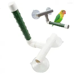 Diğer Kuş Malzemeleri 1 adet papağan banyo duş standı oyuncak platformu vantuz rafı ayakta duran pencere levrek oyuncak evcil hayvan aksesuarları