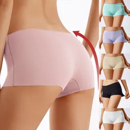 Calcinha feminina sem costura gelo seda calças de segurança mulheres sem curling boxer briefs magro alto estiramento cuecas protetoras sob saia curta