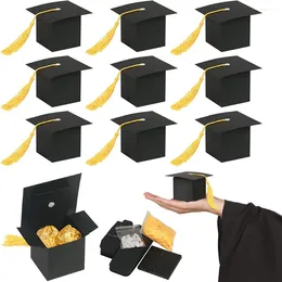 Confezione regalo 50 pezzi nero cappello da laurea cappello contenitore di caramelle per laurea biscotto scatole per imballaggio borsa 2024 laurea forniture per feste di congratulazioni