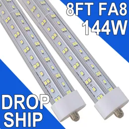 FA8 8Ft Led Bulbs, T8 8 Foot Bulb for T12 Fluorescent Replacement, 144W 1800lm 8' Led Tubes 96" FA8 Single Pin, 4 Rows Led Tube Light Super Bright White Barbershop usastock