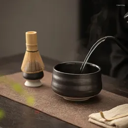 Conjuntos de chá 4 Pçs / set Matcha Blender Set Bamboo Tea Brush Colher Cerâmica Tigela Stand Tool Matte Japonês