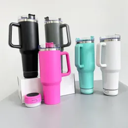 Färgglada 40oz pulverbelagd högtalare kopp dubbel muromgärdad vakuumisolerad avtagbar laddningsbar kaffekorttumare med handtag för lasergravering