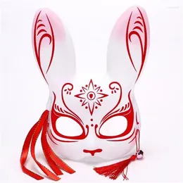 Fontes de festa Halloween Fox-Máscara Traje Japonês Kabuki-Kitsune-Máscaras Coelho-Orelhas Meia Máscara Facial Para Masquerade Prop