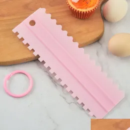 Cake Tools 4Pcs/Set New Comb Cake Scraper Pattern Cream Scraperdiy Baking Tools Plastic Set Accessories Fy2673 Bb1108 Drop Delivery Ho Dhx8R