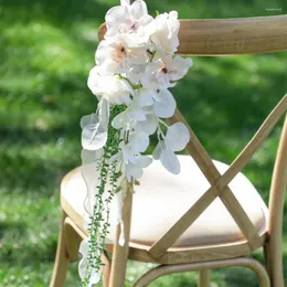 Flores decorativas reutilizáveis cadeira artificial volta flor pogal adereços para casamento ao ar livre paisagismo layout prop decoração da igreja