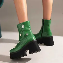 Andere Schuhe 2023 Winter Neue Mode Mischfarbe Runde Kappe Stiefeletten Kristall Designer Plattform Botas De Mujer Große Größe Schuhe 43 44L2402