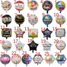 50pcs lot 18inch Feliz cumpleanos Spanish birthday balloons round mylar helium ballon happy birthday party air balloes299x