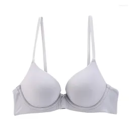 Reggiseni Semplice tinta unita Reggiseno push up lucido senza cuciture Intimo foderato sottile Lingerie da donna Intimo morbido e traspirante Coppa B C D