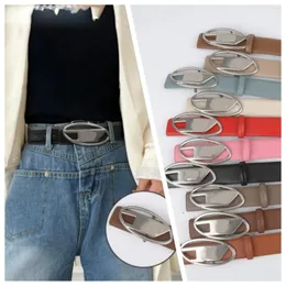 Belts Genuine Leather Belt Retro Silver Buckle D Oval Metal Women Fashion Versatile Coat Dress Jeans Pants Decoration