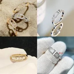 2024 Tasarımcı Klasik M Serisi Gül Altın Altın Kayma Üç Elmas Band Ring Kadın Kişilik Takı Partisi Düğün Lüks Aşıklar Hediye