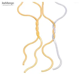 Correntes JeeMango Minimalista Snake Chain Twine Knotted Pingente Colar Para Mulheres PVD Banhado A Ouro Na Moda Jóias De Aço Inoxidável JN23057