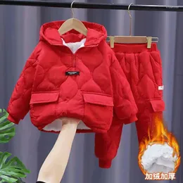 Conjuntos de roupas de inverno meninas meninos 2-10 anos crianças quentes jaquetas grossas calças terno menino casacos crianças treino outfit