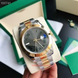 Relógios masculinos de alta qualidade 41mm relógio mecânico automático de aço inoxidável 126300 124300 caixa de madeira original safira verde mostrador romano à prova d'água relógios de pulso -A