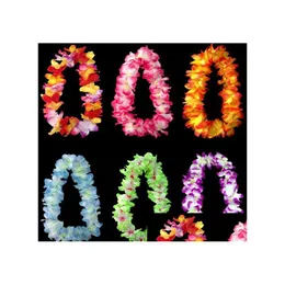 Dekorativa blommor kransar bröllopsfest dekoration hawaiian blommor halsband kransar gräs kjolar tillbehör artifical colorf drop dhvjd