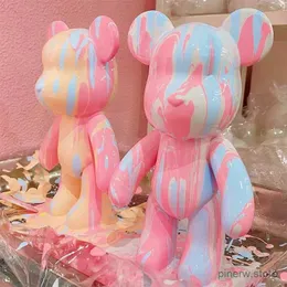 Action Toy Figures Fluid Vinyl Pigment Bear Figure DIY Graffiti Painting Violent Bear Anime Action Figures Figurine Creative Bearbrick Toys Gifts