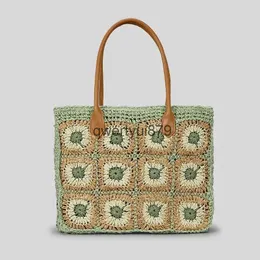 Borse a tracolla Fasion Granny Square Tote Bag in paglia di carta intrecciata da donna e borse andmade Crocet Summer Beac Borse Sopper di grande capacitàH2421