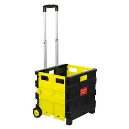 Rolling Utility Cart Collapsible with Telescoping Handle Basket 240125