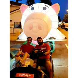 8mL (26ft) With blower wholesale Giant lighting Pink Inflatable Pig Cartoon Model with Air Blower for Shopping mall decorative Advertising, Event