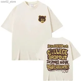 メンズTシャツカレッジドロップアウトTシャツメンブラックミュージックプリントギフト半袖カジュアルティーオステートップサマーコットンTシャツ男Q240201