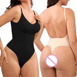Damen Shapers Unsichtbarer Shaper Sexy Bodysuit Taillentrainer Shaping Korsett BH Rückenfrei mit Tanga Low Back Camisole Bauchkontrolle