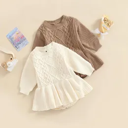 Rompers CitgeeAutumn Solid Infant Born Baby Girls Boys Bodysuit Long Sleeve Knitted Button Dress Jumpsuit Spring Clothes