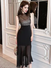 Повседневные платья 2024, сексуальное женское платье в стиле знаменитостей, черное прозрачное кружевное шифоновое длинное платье, женский пляжный халат, праздничные платья