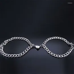 Braccialetti a maglie Magnete a forma di cuore d'amore Attrai l'un l'altro Bracciale con ciondolo Coppia magnetica per donna Uomo Gioielli regalo di San Valentino BSGS01