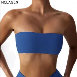 Yoga-Outfit NCLAGEN Tube Top Sport-BH und Fitness-Crop-Weste Gym Workout Training schnell trocknend Push-up atmungsaktiv