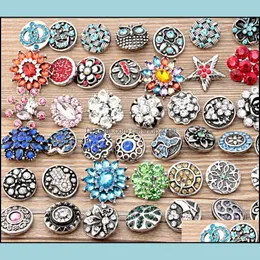 Cazibe bilezik toptan 100pcs/lot bk lot karışım stilleri zencefil moda 18mm metal rhinestone diy çırpma düğmesi snap takılar yepyeni d oTbs1