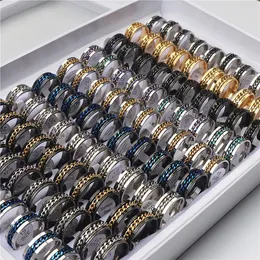 50 Teile/los Mehrfarbige Spinner Edelstahl Ringe Für Frauen Männer Mix Stil Mode Drehbare Schmuck Party Geschenke Großhandel 240201