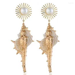 Dangle Earrings Fashion Natural Shell Gold-plated Women's Ocean-style European And American Party Birthday Gift